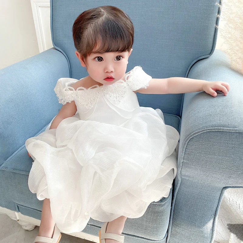 Fluffy Cake Skirt Mesh Shoulder Baby Full Moon Dress Wedding Dress